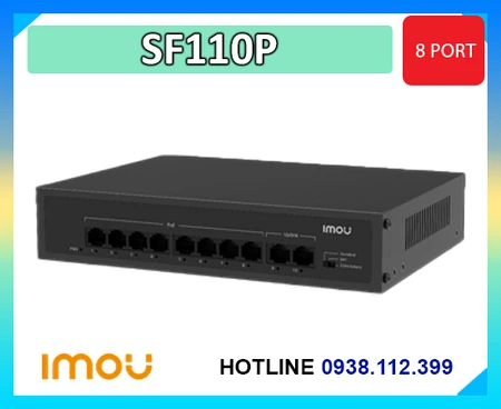 Switch PoE IMOU SF110P,Switch PoE 8 cổng IMOU,Bộ chia mạng PoE cho camera IP,Switch cấp nguồn camera IMOU,Switch PoE 250m cho camera