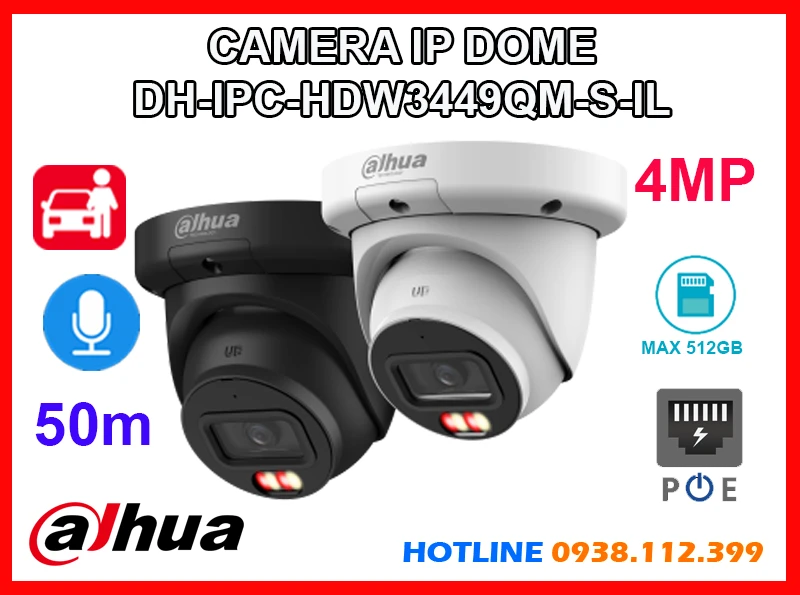 Lắp đặt camera DH-IPC-HDW3449QM-S-IL Camera Dahua (4MP)