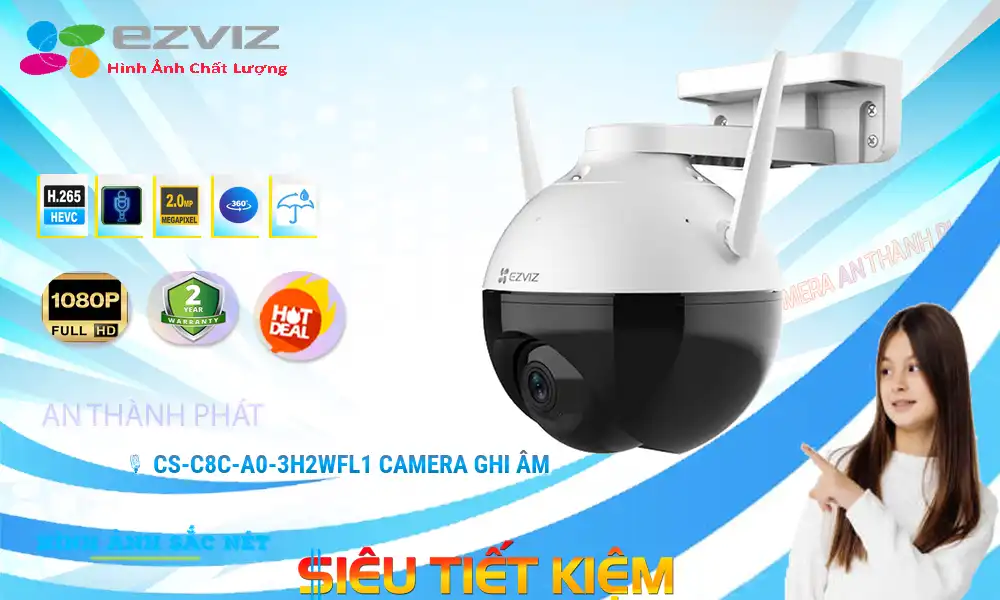 ➠  CS-C8C-A0-3H2WFL1 sắc nét Wifi Ezviz