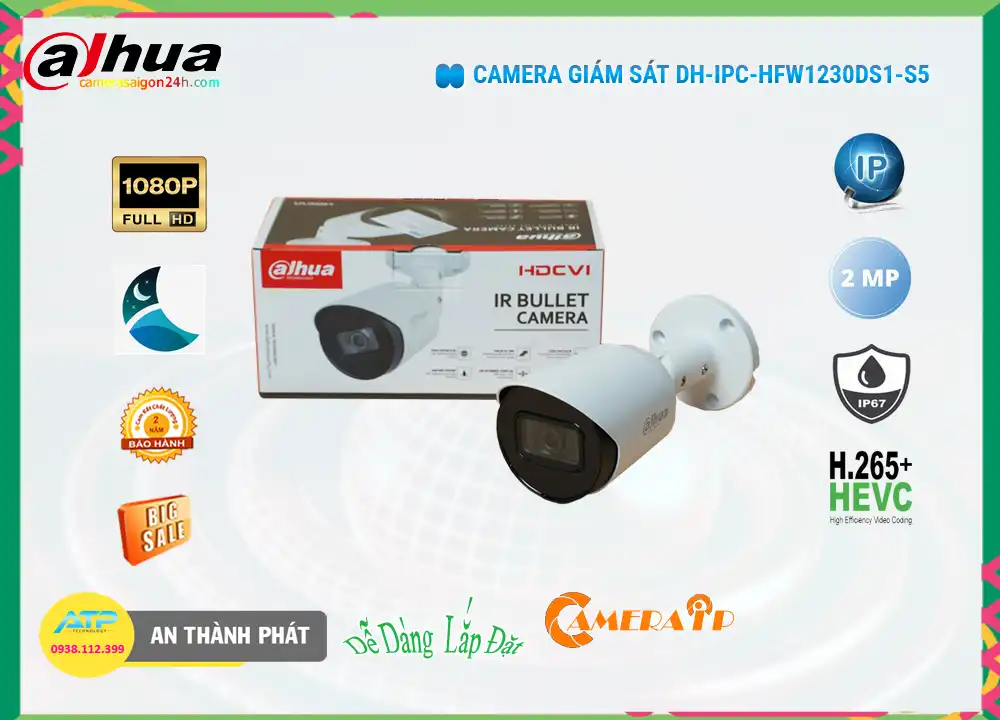 DH-IPC-HFW1230DS1-S5 sắc nét Dahua