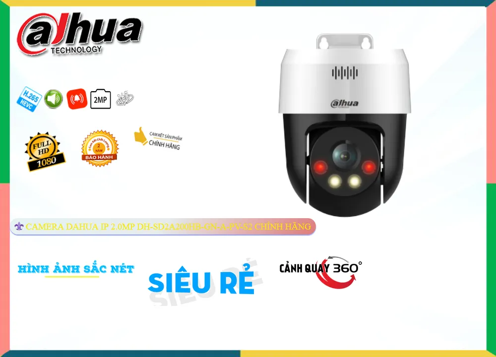 Camera An Ninh DH-SD2A200HB-GN-A-PV-S2 là một thiết bị đáng chú ý trong lĩnh vực an ninh. Với công nghệ Sony STARVIS CMOS, camera này mang lại chất lượng hình ảnh tuyệt vời ngay cả trong điều kiện ánh sáng yếu. Đặc biệt, camera có khả năng hiển thị màu sắc ban đêm, giúp nhận diện và quan sát dễ dàng hơn. Camera cũng được tích hợp công nghệ IP Wifi, giúp dễ dàng kết nối và truy cập từ xa. Độ phân giải 2.0 MP đảm bảo hình ảnh sắc nét, trong khi tích hợp các chuẩn nén video H.265+/H.265/H.264+/H.264 giúp tiết kiệm lưu trữ. Ngoài ra, camera còn có các chức năng thông minh, bao gồm Chế độ Có Màu Ban Đêm, mang lại trải nghiệm quan sát ưu việt và tăng cường an ninh.