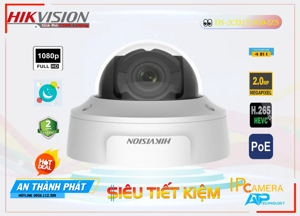 DS-2CD2721G0-IZS sắc nét Hikvision DS-2CD2721G0-IZS sắc nét Hikvision