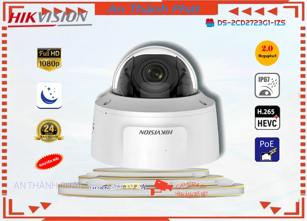 DS-2CD2723G1-IZS sắc nét Hikvision DS-2CD2723G1-IZS sắc nét Hikvision