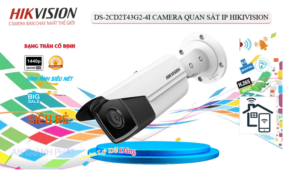 DS-2CD2T43G2-4I sắc nét Hikvision ➠