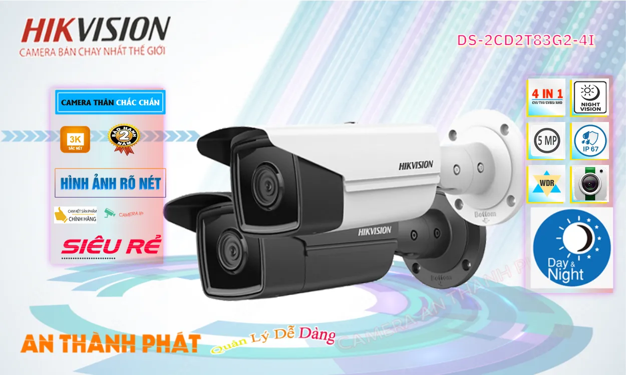 ➠  DS-2CD2T83G2-4I sắc nét Hikvision