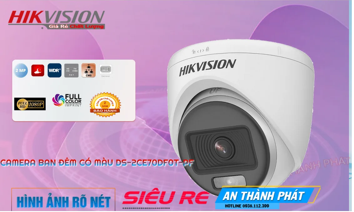 ➠  DS-2CE70DF0T-PF sắc nét Hikvision