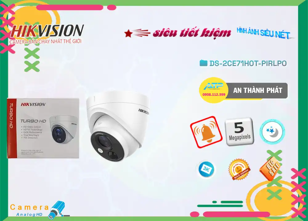 ➠  DS-2CE71H0T-PIRLPO sắc nét Hikvision