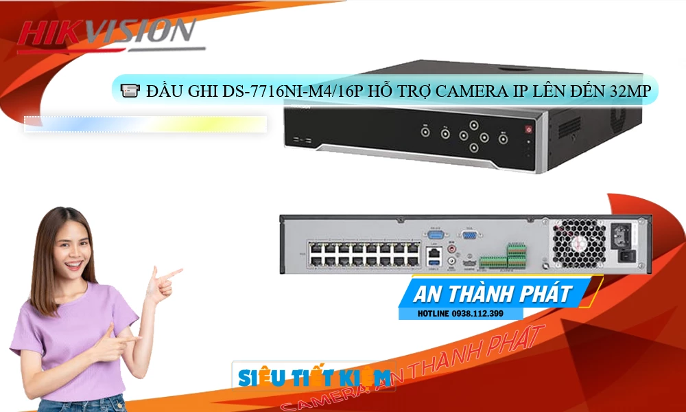 DS-7716NI-M4/16P sắc nét Hikvision