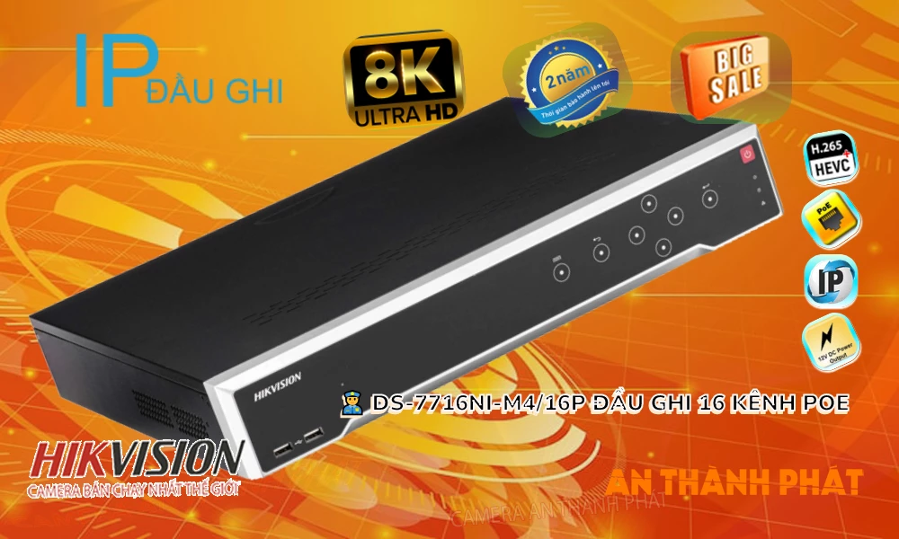 DS-7716NI-M4/16P sắc nét Hikvision