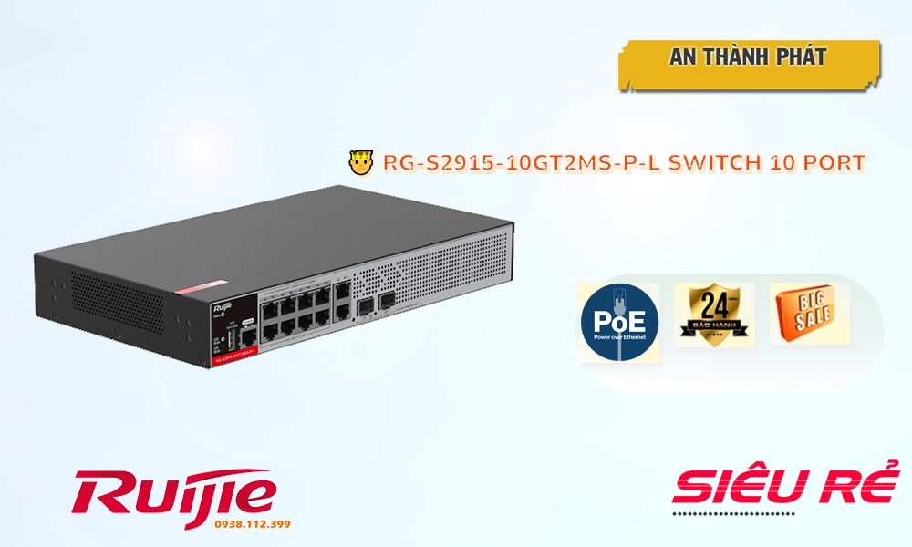 Hãng Ruijie RG-S2915-10GT2MS-P-L Switch chia mạng Hãng Ruijie RG-S2915-10GT2MS-P-L Switch chia mạng