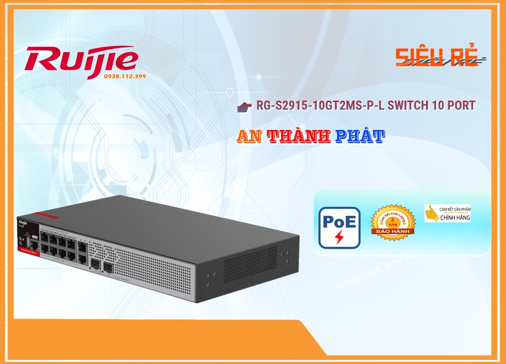 Hãng Ruijie RG-S2915-10GT2MS-P-L Switch chia mạng Hãng Ruijie RG-S2915-10GT2MS-P-L Switch chia mạng