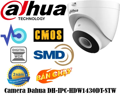 Camera Dahua IP DH-IPC-HDW1430DT-STW 	Ultra 2k, CMOS, hồng ngoại 30M,	Chống Ngược Sáng DWDR, Hồng Ngoại SMD.